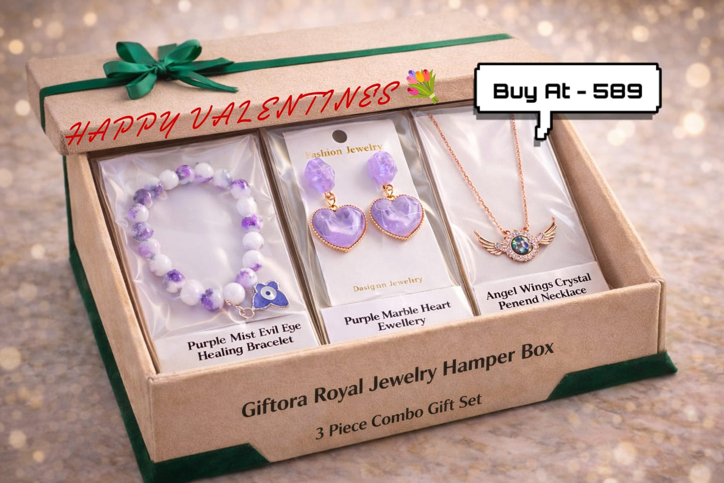 Giftora Royal Jewelry Hamper Box – 3 Piece Valentine Combo Gift Set