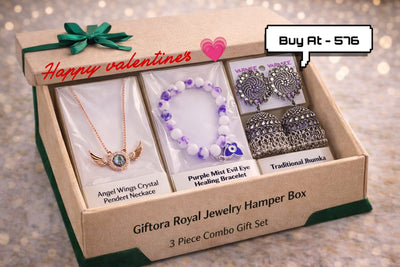 Giftora Royal Jewelry Hamper Box – 3 Piece Valentine Traditional Combo Gift Set