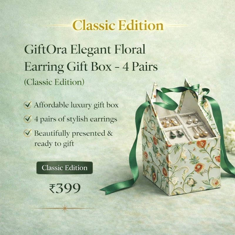 GiftOra Elegant Floral Earring Gift Box – 4 Pairs (Classic Edition)