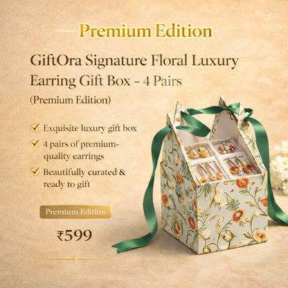GiftOra Signature Floral Luxury Earring Gift Box – 4 Pairs (Premium Edition)